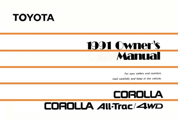 1991 Toyota Corolla All-Trac / 4WD Owner's Manual