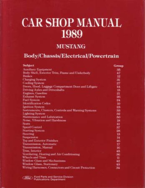 1989 Ford Mustang Factory Shop Service Manual