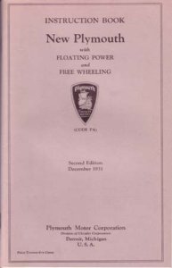 1931 Plymouth PA Code Owner's Manual
