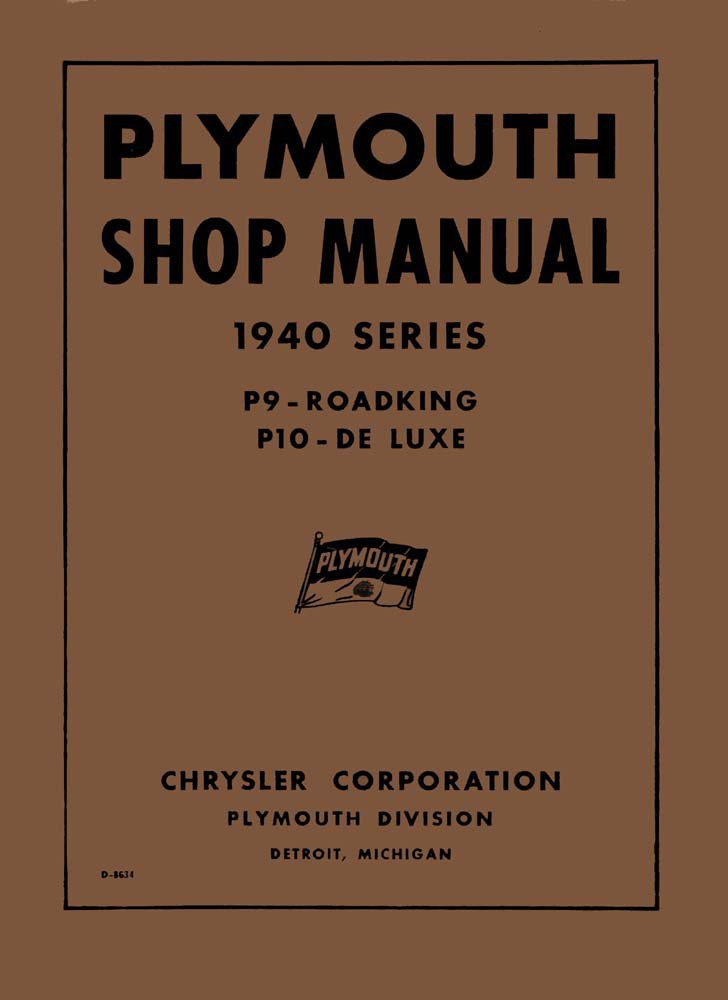 1940 Plymouth P9 P10 Shop Service Repair Manual