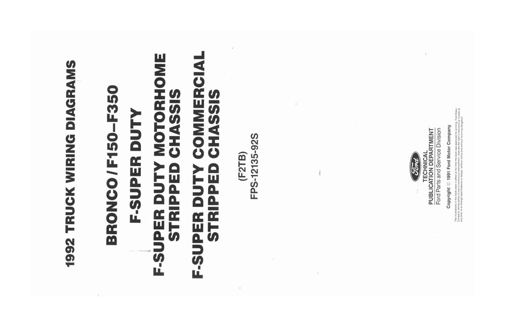 1992 Ford Truck F-150-350, Bronco Wiring Diagrams Manual