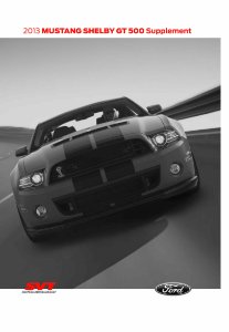 2013 Ford Mustang Shelby GT 500 Supplement Owner's Manual
