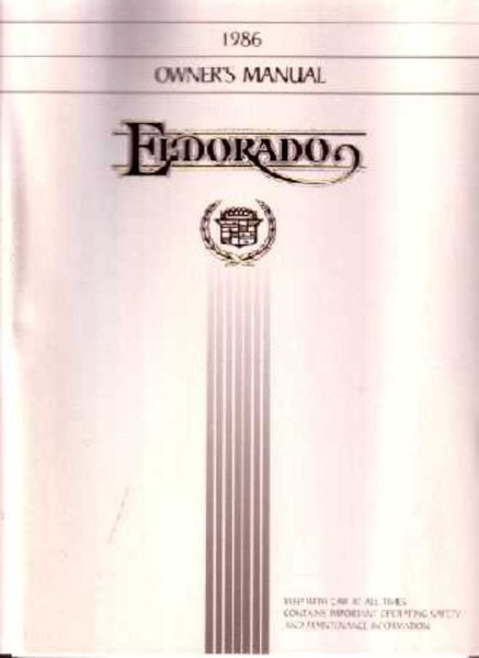 1986 Cadillac Eldorado Owner's Manual