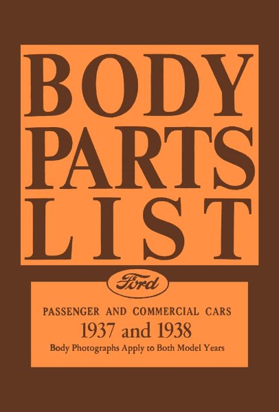 1937–1938 Ford CAR SEDAN DELIVERY NO PICKUPS - BODY Parts Book