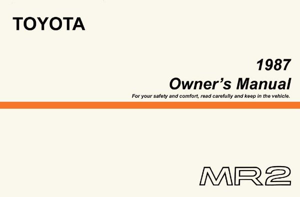 1987 Toyota MR2 Owner's Manual