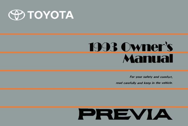 1993 Toyota Previa Owner's Manual