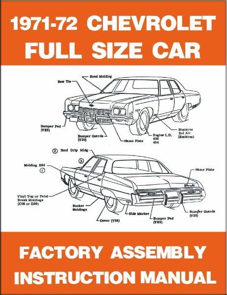1971 1972 Chevrolet Full Size Car Assembly Manual Book Rebuild Illustrations