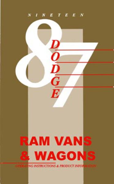 1987 Dodge Ram Van Owner's Manual