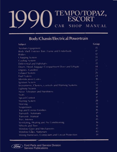 1990 Ford Tempo, Topaz Factory Shop Service Manual