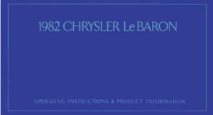 1982 Chrysler Lebaron Owner's Manual