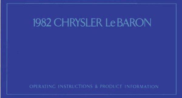 1982 Chrysler Lebaron Owner's Manual