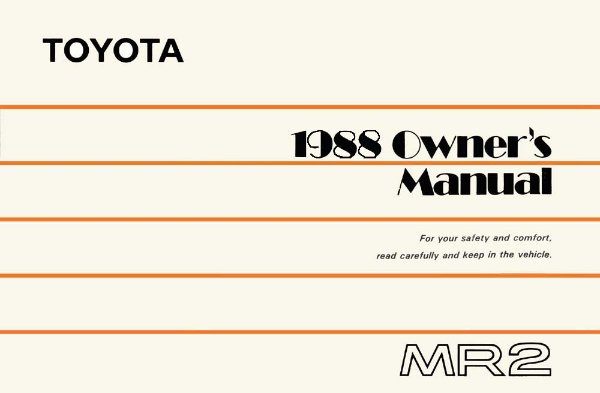 1988 Toyota MR2 Owner's Manual