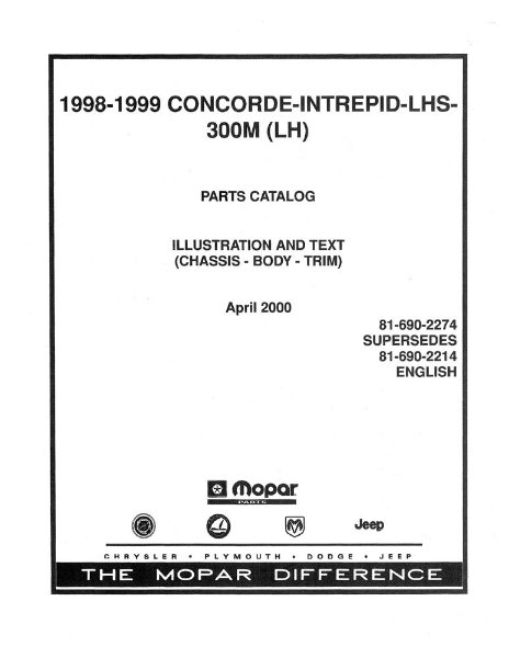 1998–1999 Chrysler 300M, Concorde, LHS, Intrepid Parts Book