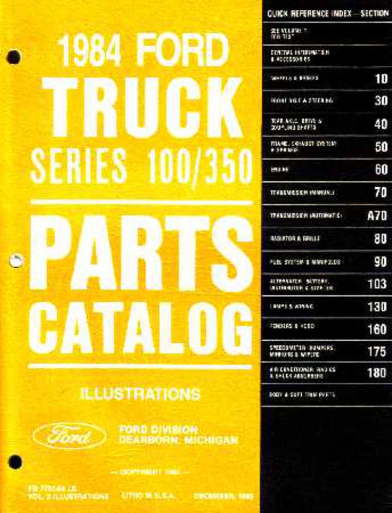 1984 Ford Truck Bronco Econoline Part Numbers Book Interchange Illustrations