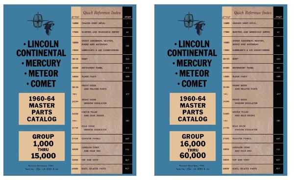 1960–1964 Lincoln MERCURY - ALL MODELS Parts Book