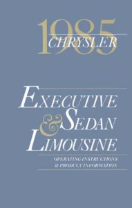 1985 Chrysler Limousine Owner's Manual