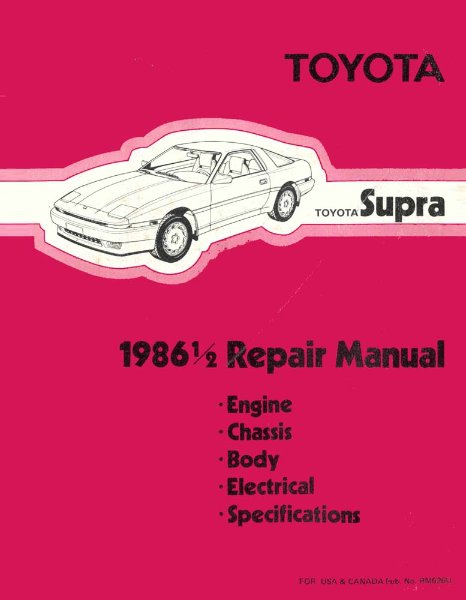1986 Toyota Supra Shop Service Repair Manual