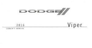 2016 Dodge Viper Owner's Manual