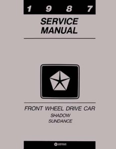 1987 Dodge Shadow, Sundance Factory Shop Service Manual