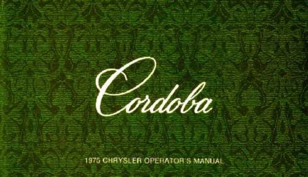 1975 Chrysler Cordoba Owner's Manual