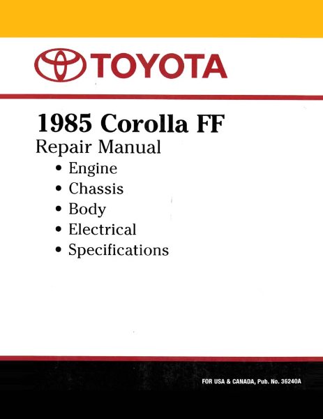 1985 Toyota Corolla FF Factory Shop Service Manual