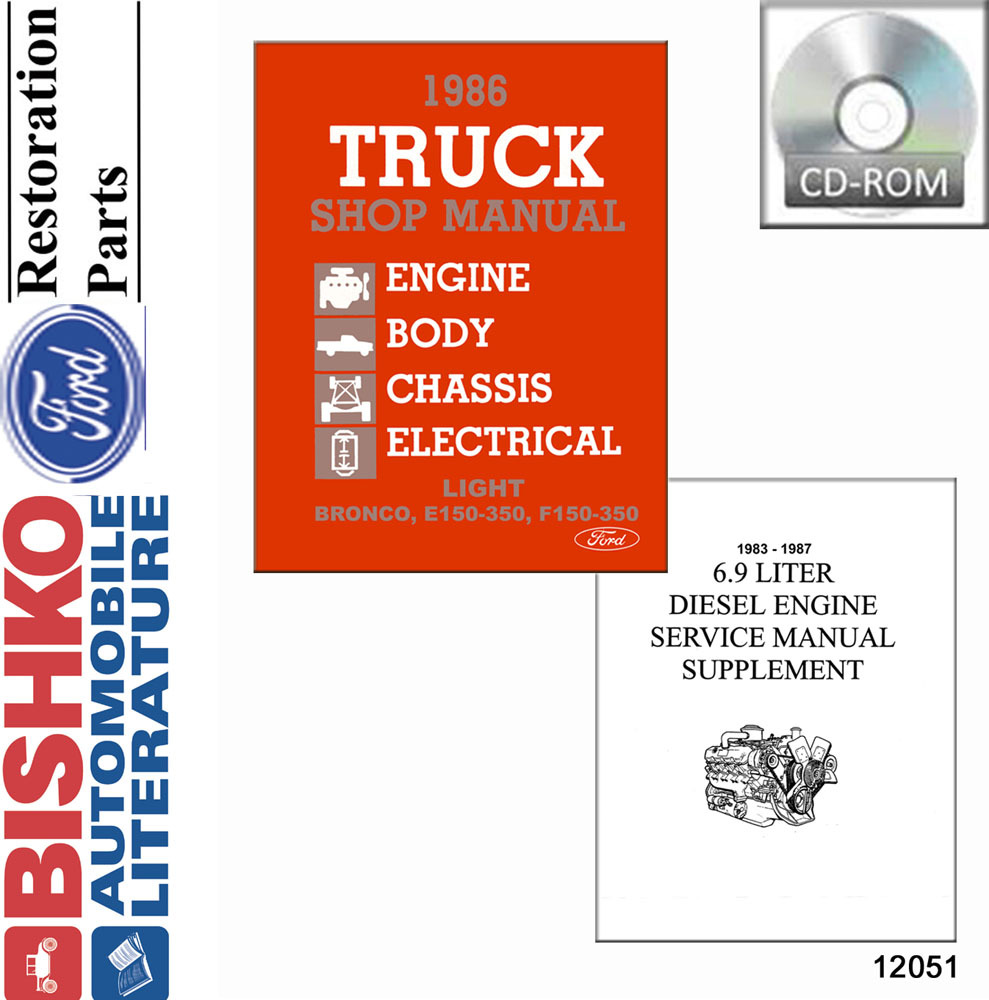 1986 FORD ECONOLINE, BRONCO, F100-F350, PICKUP w/ DIESEL SUPPLEMENT Body, Chassis & Electrical Service Manual