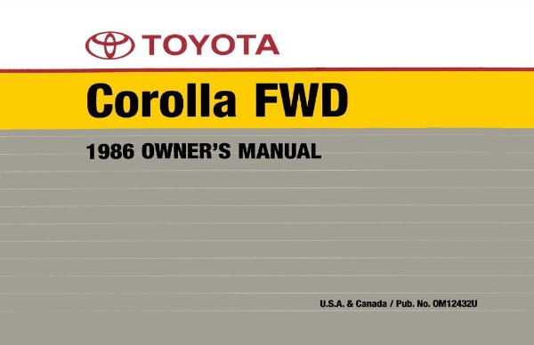 1986 Toyota Corolla FWD Owner's Manual