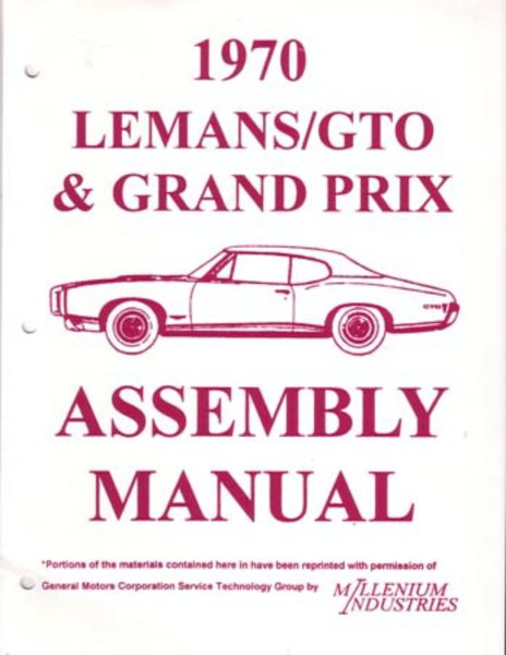 1970 Pontiac Grand Prix Lemans Gto Assembly Manual Rebuild Instructions Book