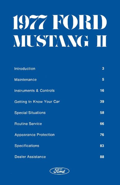 1977 Ford Mustang II Owner's Manual