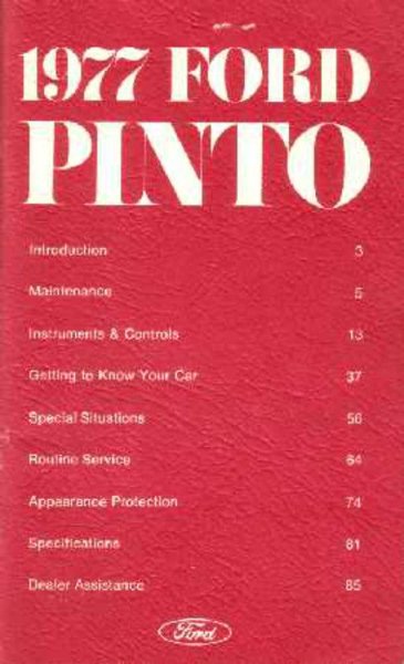 1977 Ford Pinto Owner's Manual