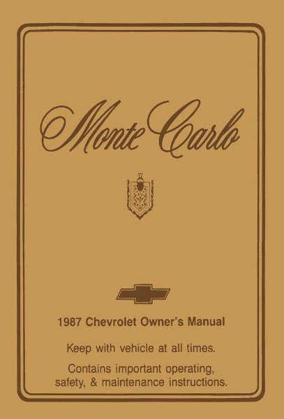 1987 Chevrolet Monte Carlo Owner's Manual