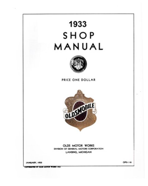 1933 Oldsmobile Model F-33, Model L-33 Factory Shop Service Manual