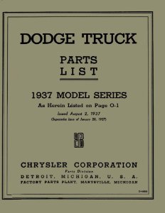 1937 Dodge Deluxe, Truck Parts Book