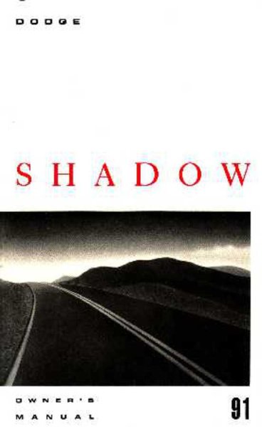 1991 Dodge Shadow Owner's Manual