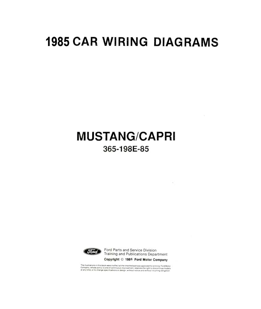 1985 Ford Mustang, Capri Wiring Diagrams Manual