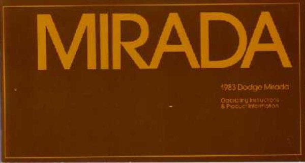 1983 Dodge Mirada Owner's Manual