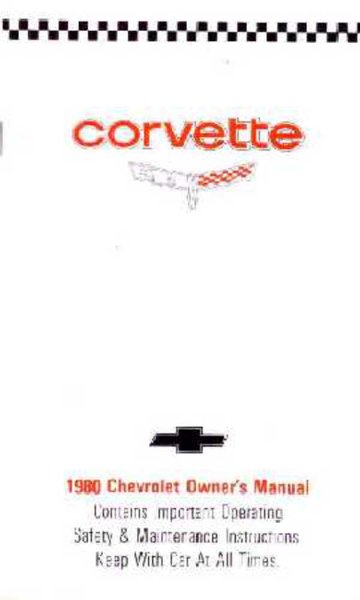 1980 Chevrolet Corvette Owner's Manual