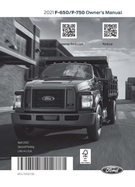 2021 Ford F650 - F750 F-SUPER DUTY Owner's Manual