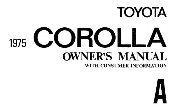 1975 Toyota Corolla Owner's Manual