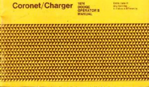 1974 Dodge Charger, Coronet Owner's Manual