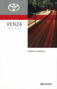 2010 Toyota Venza Owner's Manual