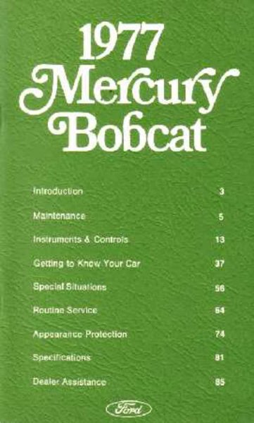 1977 Mercury Bobcat Owner's Manual