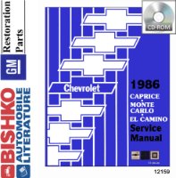 1986 Chevrolet Caprice Monte Carlo El Camino Shop Service Repair Manual PDF sample image