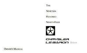 1994 Chrysler Lebaron Sedan Owner's Manual