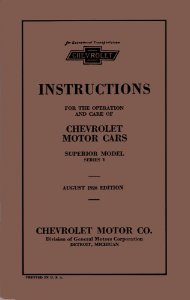 1926 Chevrolet Superior Series V Owner's Manual