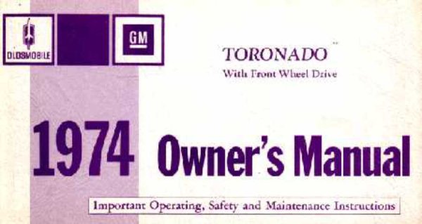 1974 Oldsmobile Toronado Owner's Manual