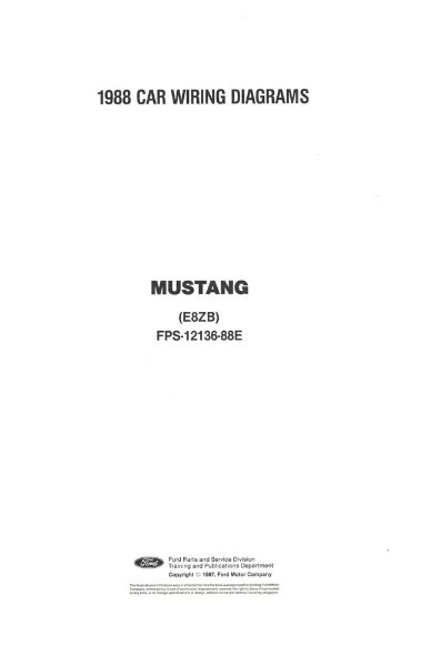 1988 Ford Mustang Wiring Diagrams Manual