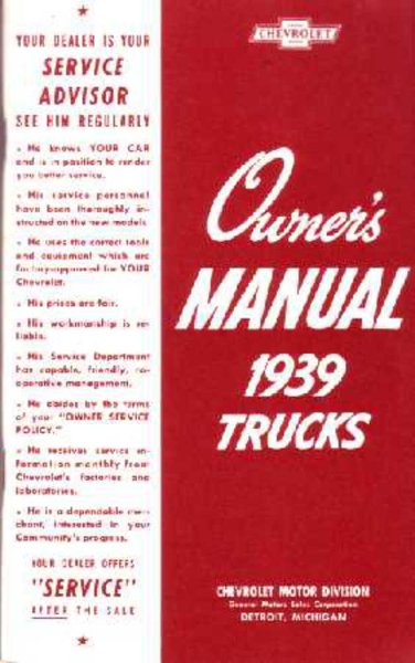 1939 Chevrolet Truck All Models Owner's Manual