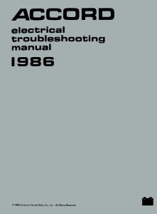 1986 Honda Accord Electrical Troubleshooting, ETM Wiring Diagrams Manual