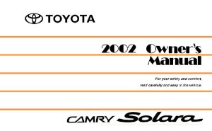 2002 Toyota SOLARA Owner's Manual